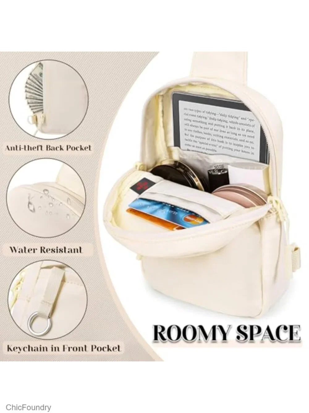 Small RFID Crossbody Bag Anti Theft Sling Water Repellent Nylon Lightweight